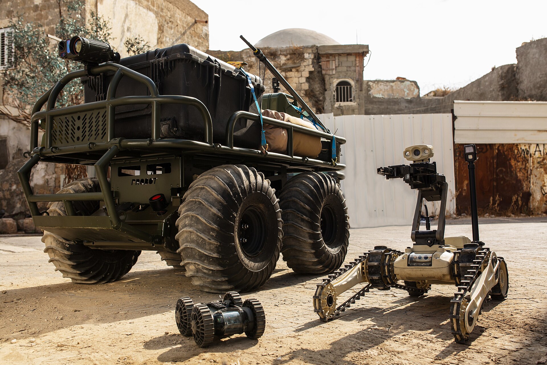 Tactical robotic platforms produced by Roboteam—several small unmanned ground robots used for military/tactical applications.