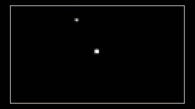 Animation of James Webb Space Telescope NIRCam observations showing a background star as Chariklo and its rings transit, with dips in the star’s brightness when the rings pass.