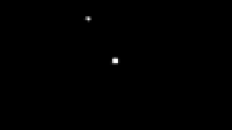 Animation of James Webb Space Telescope NIRCam observations showing a background star as Chariklo and its rings transit, with dips in the star’s brightness when the rings pass.