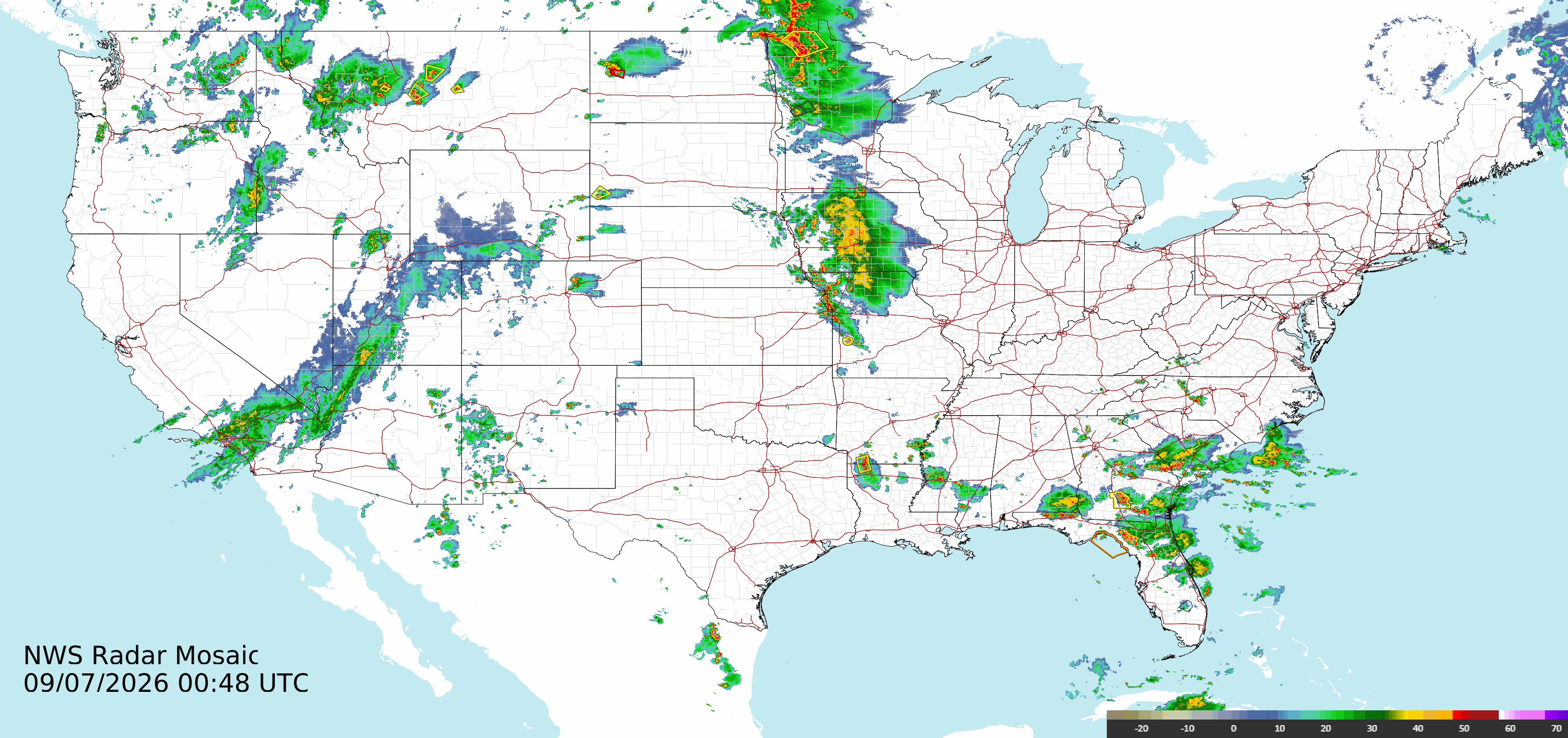 National Weather Service national composite radar image