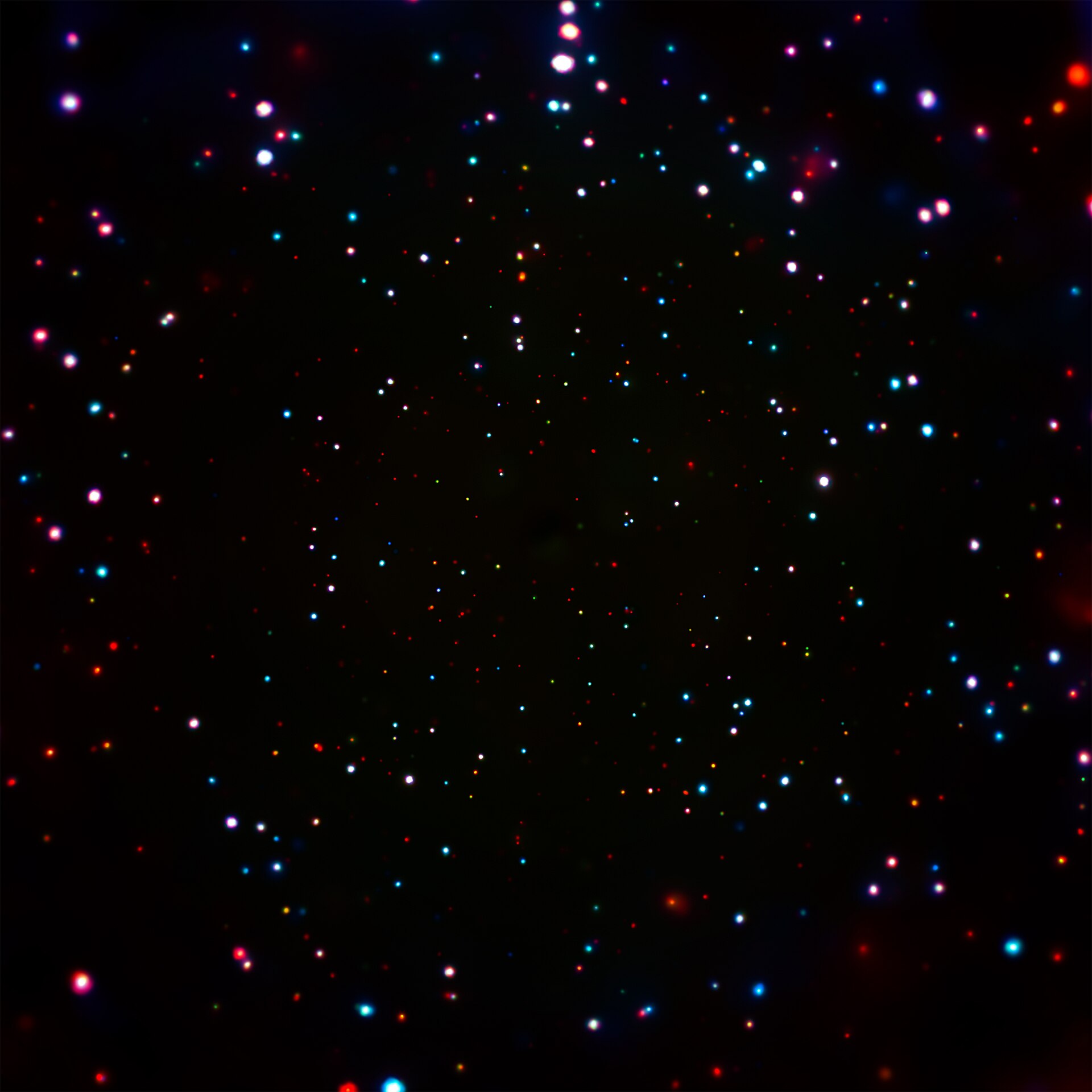 Chandra Deep Field South X‑ray image showing numerous X‑ray sources detected by the Chandra X‑ray Observatory.