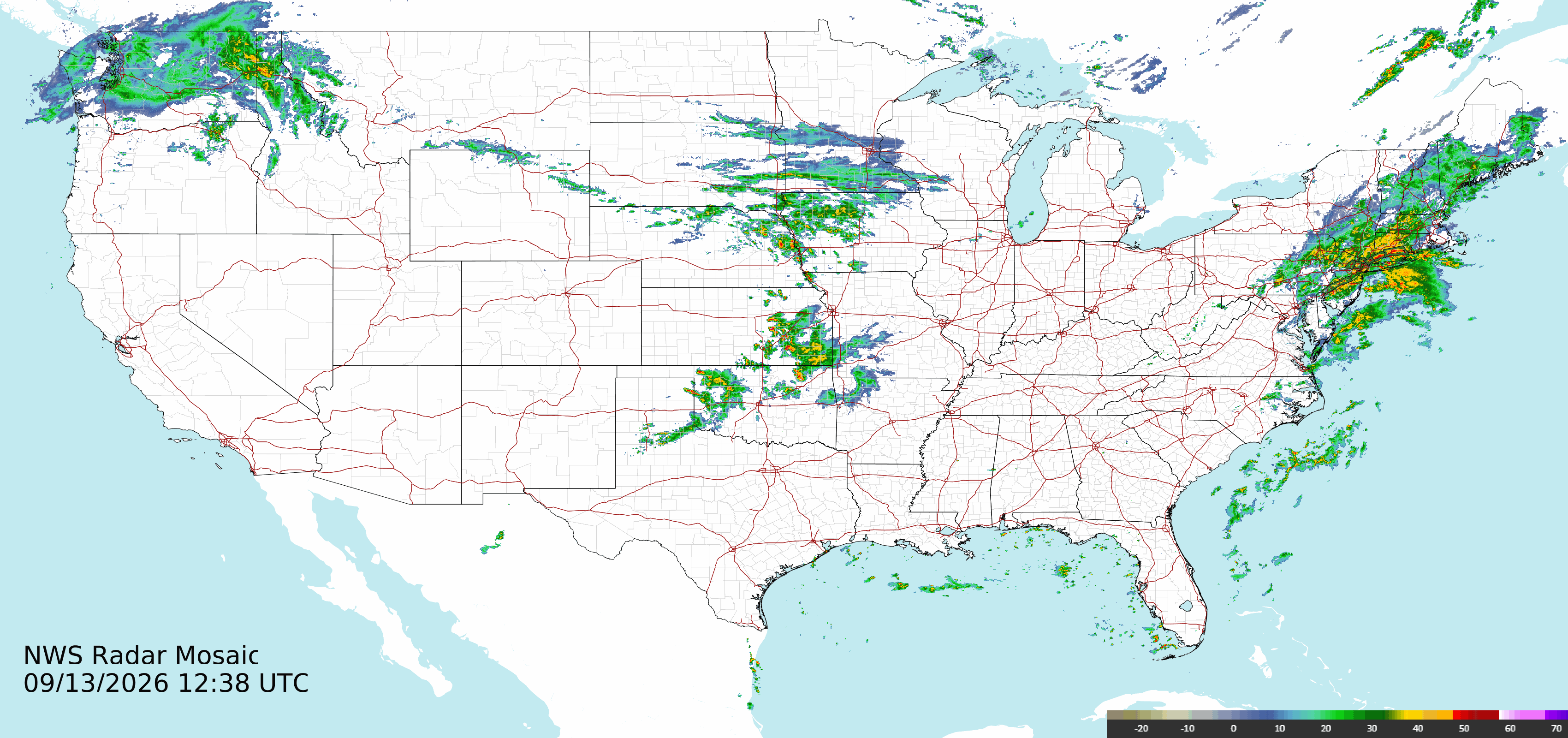 National Weather Service national composite radar image