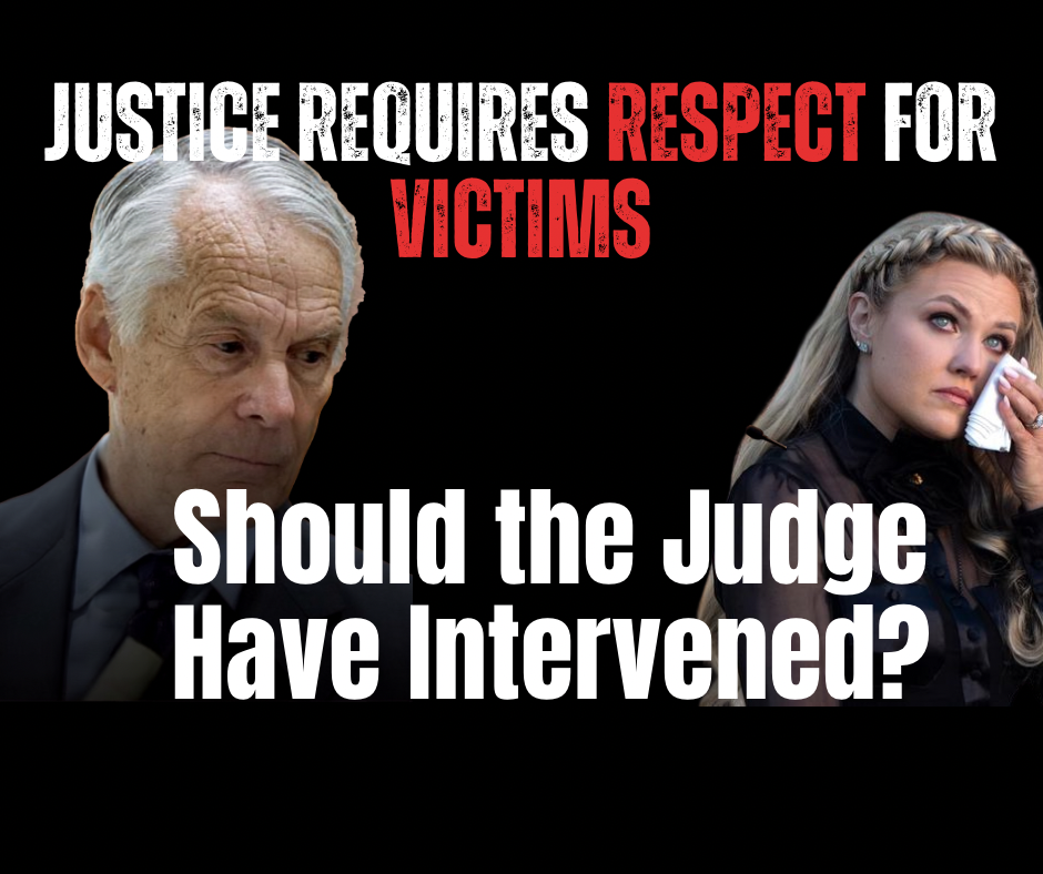 Justice Requires Respect for Victims editorial graphic
